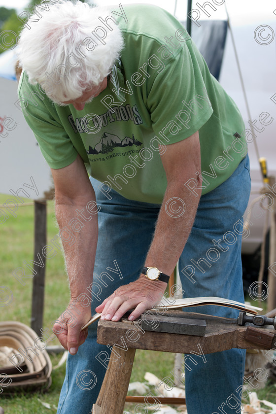 AWC 5143 
 Keywords: 1066 Country trugs, 2010, Ardingly, Hastings, John Carnell, Smallholders Show, gardening, july, willow and chestnut steamed Sussex Garden trug, wooden basket